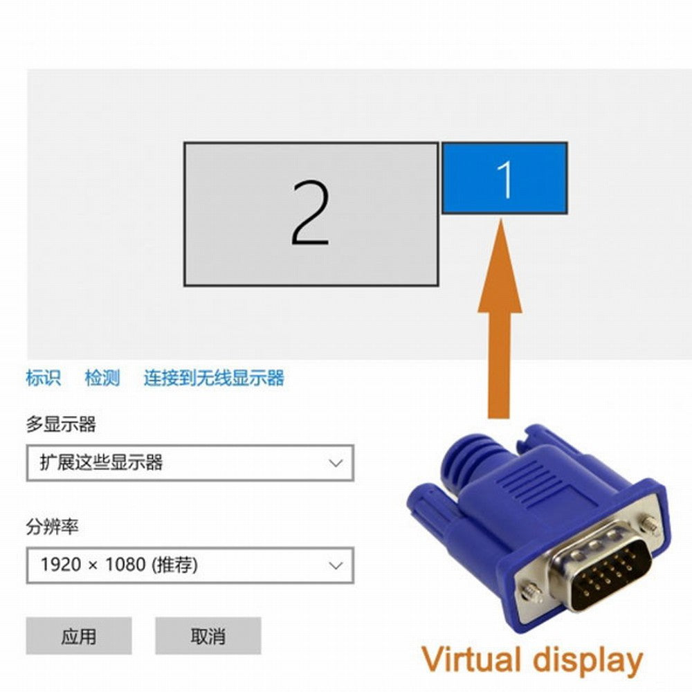 Chenyang CY Virtual Display Adapter VGA RGB Monitor Dummy Plug Headless Ghost Display Emulator 1920x1080p@60Hz DB-036