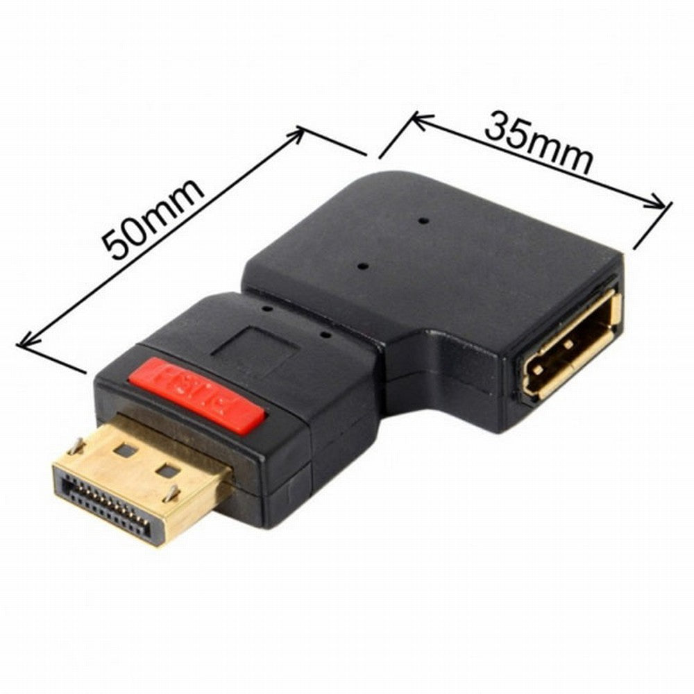 Chenyang Left Angled 90 Degree DisplayPort Male to Female Extension Adapter Standard DP 4K DP-016-LE