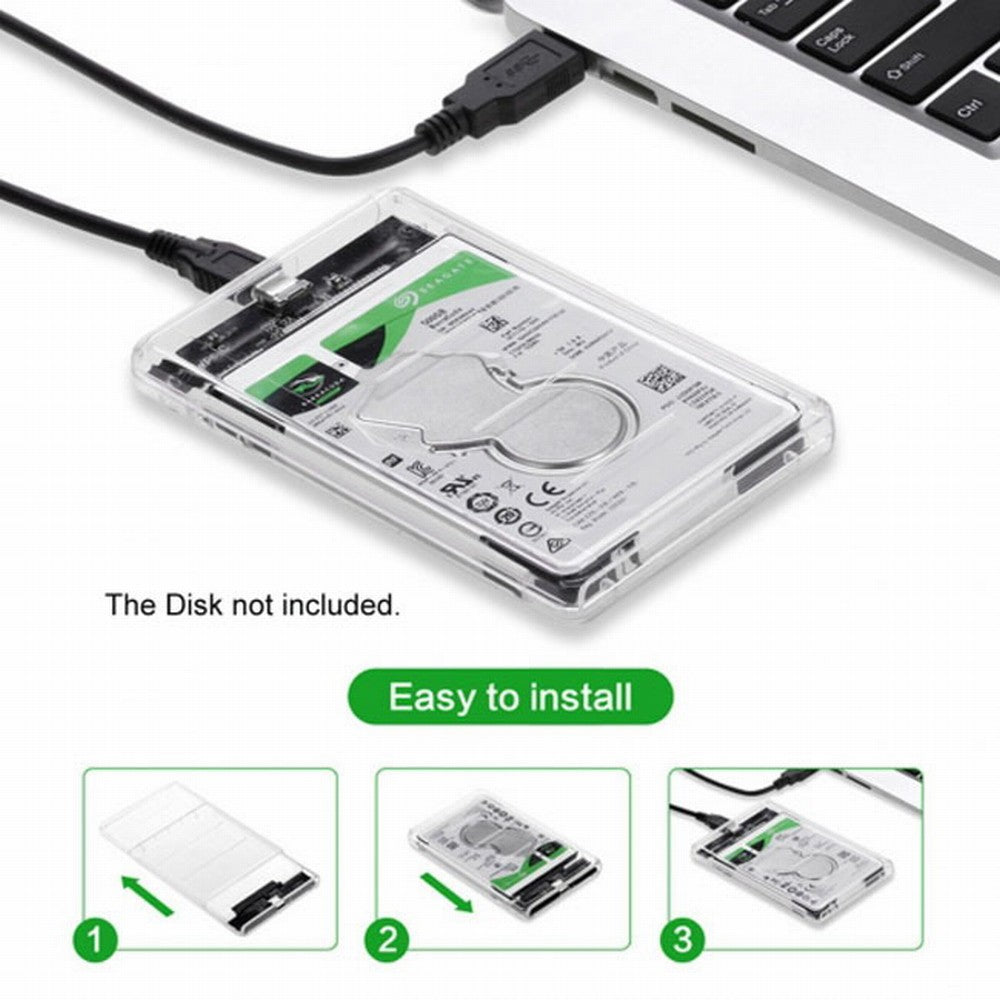 Chenyang USB-C Type-C to 2.5 Inch SATA SSD HDD External Enclosure Transparent for Laptop PC UC-079-WH