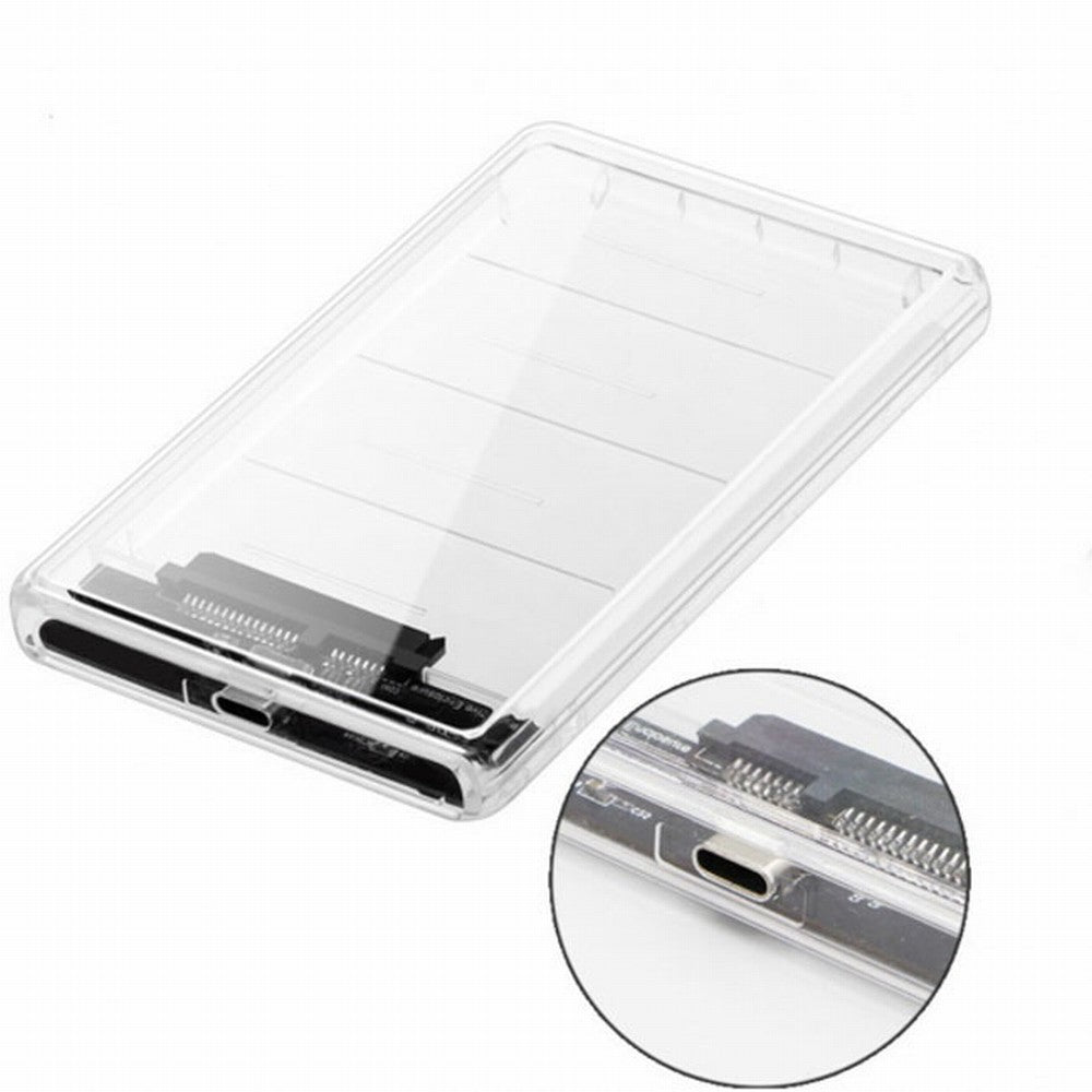 Chenyang USB-C Type-C to 2.5 Inch SATA SSD HDD External Enclosure Transparent for Laptop PC UC-079-WH
