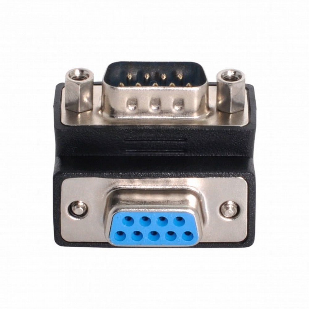 Chenyang D-Sub RS232 9Pin DB9P Male to Female Down Angled 90 Degree Extension Adapter DB-016-DN