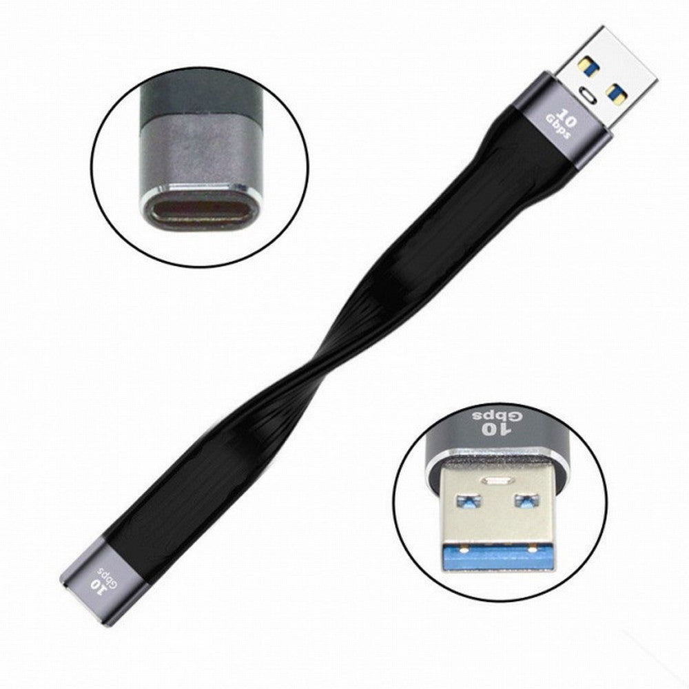 Chenyang 10Gbps USB 3.1 Type C Female to USB3.0 Type A Male Flat Slim FPC Data Cable 13cm for Laptop Phone UC-113-0.13M