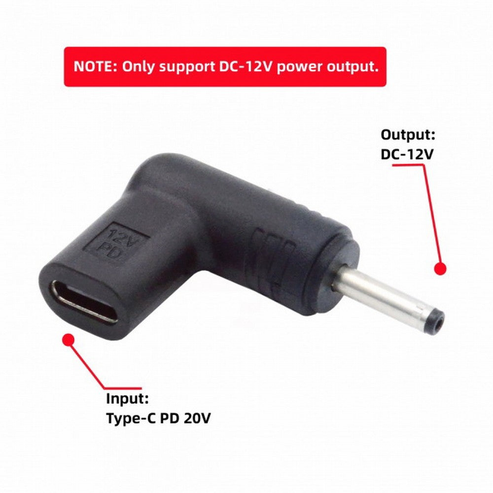Chenyang USB 3.1 Type C USB-C Female to DC 12V 3.0x1.1mm Plug Adapter PD Emulator Trigger 90 Degree Angled UC-090-3011MM