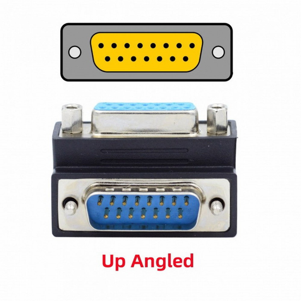 Chenyang Up 90 Degree Angled DSUB D-subminiature 15pin Male to Female Extension Adapter DB Connector DB-003-UP