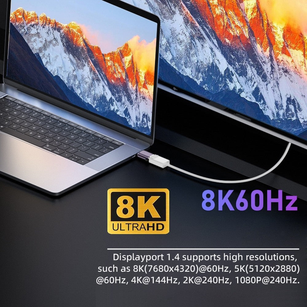 Chenyang DisplayPort 1.4 Male to Mini DP Female 8K 60hz Adapter Ultra-HD UHD 4K 144hz 7680*4320 for Video PC Laptop Monitor DP-036-8K04