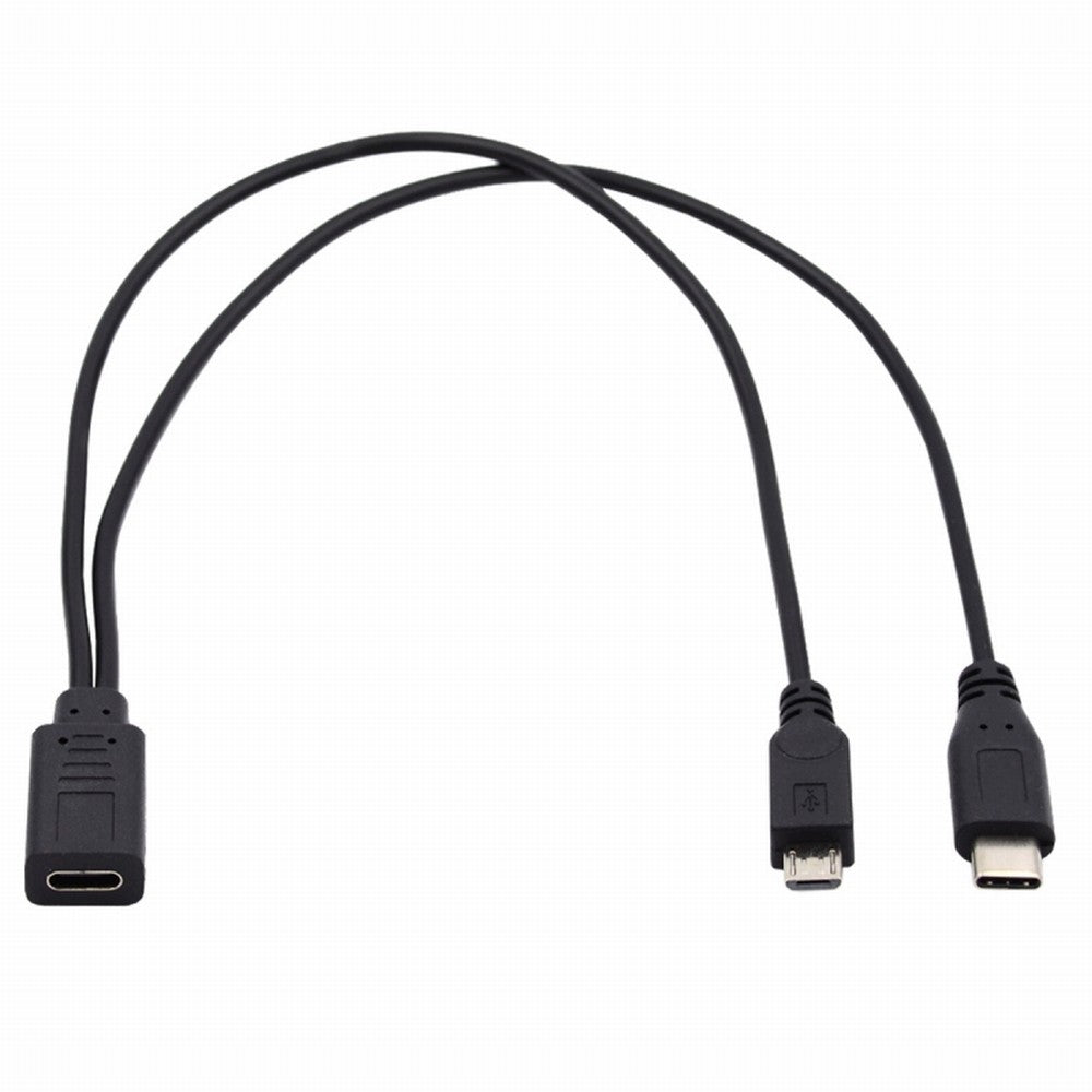 Chenyang Type-C USB-C Female to USB-C Type C USB 3.1 & Micro USB Male Splitter Extension Charge Cable U2-069-TC001