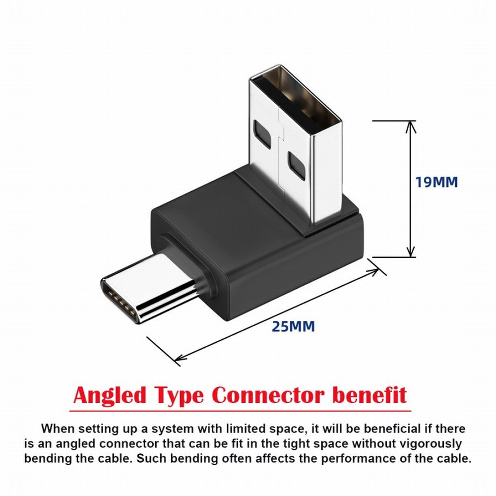 Chenyang Down Angled USB3.0 Type A Male to USB 3.1 Type C Male Data 10Gbps Charge Adapter 90 Degree for Laptop Phone UC-070-TC006