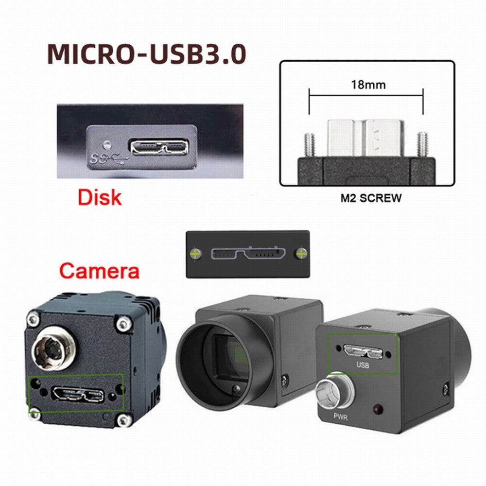 Chenyang 5Gbps USB-C Type-C Host to Micro USB3.0 Screw Mount 90 Degree Down Angled for Industrial Camera Storage UC-105-DN