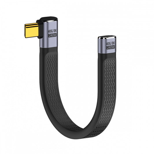 Chenyang Right Angled USB4 Extension Cable 13cm Slim Flat Male to Female 40Gbps with 240W Power and 8K@60Hz Video UC-040-0.13R