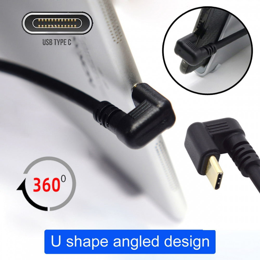 Chenyang Left Angled USB3.0 Type-A to Type C USB-C Male to Male Power Data Cable 5Gbps USB-C Opposite U Shape Back Angled UC-101-LE