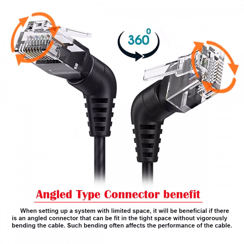 Chenyang CAT6 UTP Male to Male 360 Degree Angled Rotating Cable RJ45 8P8C 1000Mbps for Lan Ethernet Network UT-023