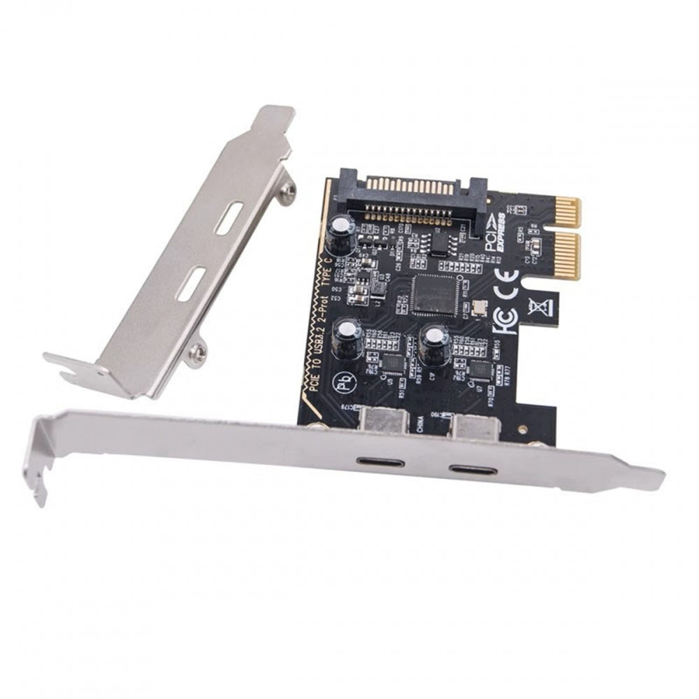 Chenyang Card USB3.1 Gen1 5Gbps Dual Type-C USB-C Female to PCI-E Express 1x Card Adapter ASM1042 with Low Profile Bracket
