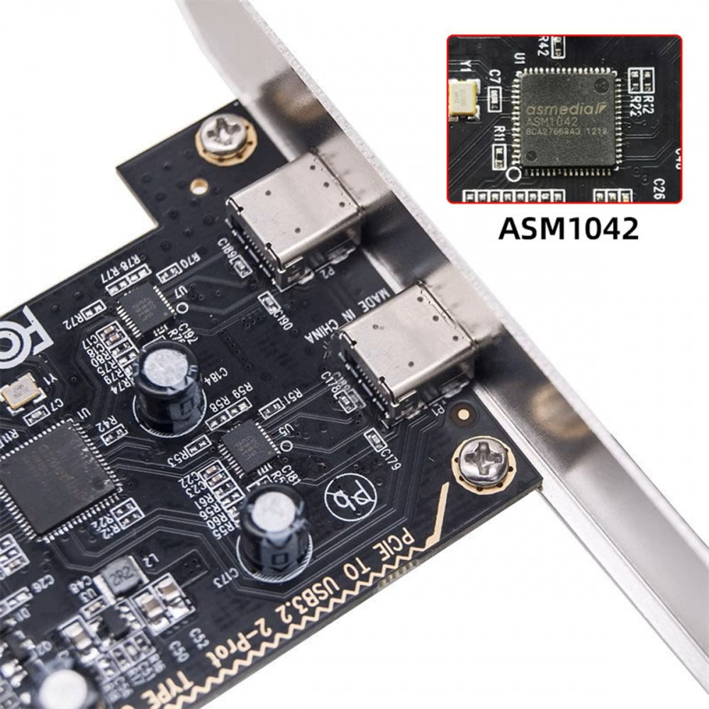 Chenyang Card USB3.1 Gen1 5Gbps Dual Type-C USB-C Female to PCI-E Express 1x Card Adapter ASM1042 with Low Profile Bracket