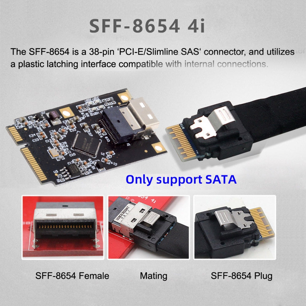 Chenyang Mini PCI-E PCI Express to Slimline SFF-8654 SATA 3.0 Four Ports Adapter Converter 6Gbps Disk Extension Card for SSD