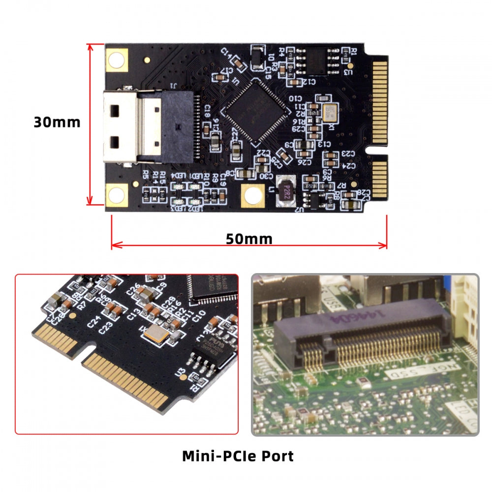 Chenyang Mini PCI-E PCI Express to Slimline SFF-8654 SATA 3.0 Four Ports Adapter Converter 6Gbps Disk Extension Card for SSD
