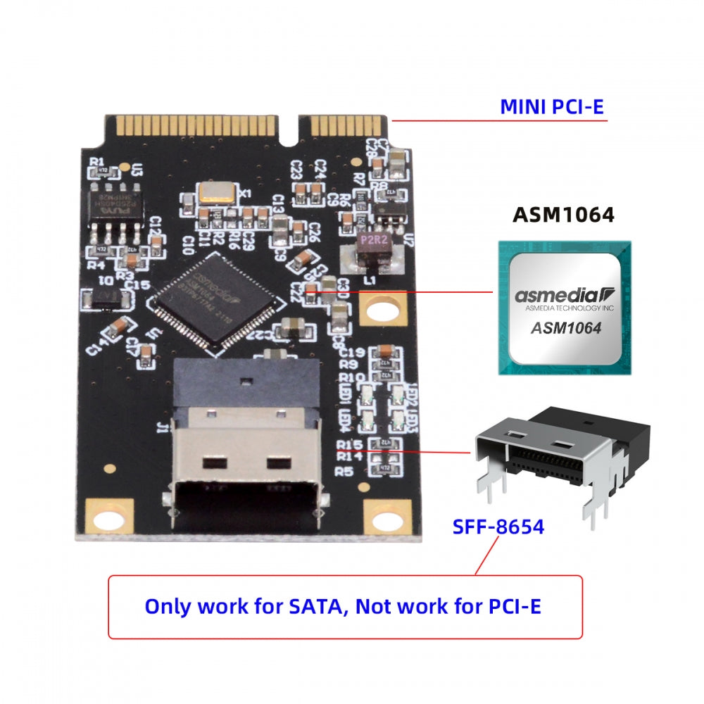 Chenyang Mini PCI-E PCI Express to Slimline SFF-8654 SATA 3.0 Four Ports Adapter Converter 6Gbps Disk Extension Card for SSD